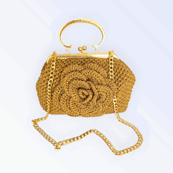 Sac à main au crochet en macramé doré Tunisie