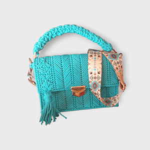 Sac à main en fil de canevas, couleur teal Tunisie
