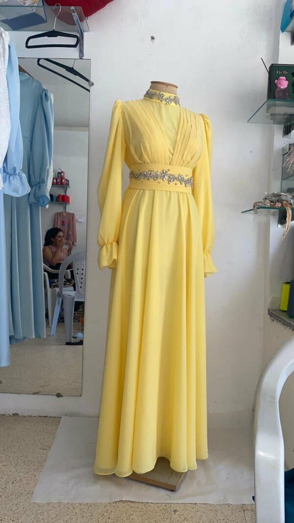 Robe de soirée longue en moussline Tunisie