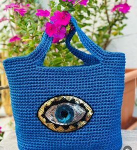 Sac crochet bleu fait main Tunisie