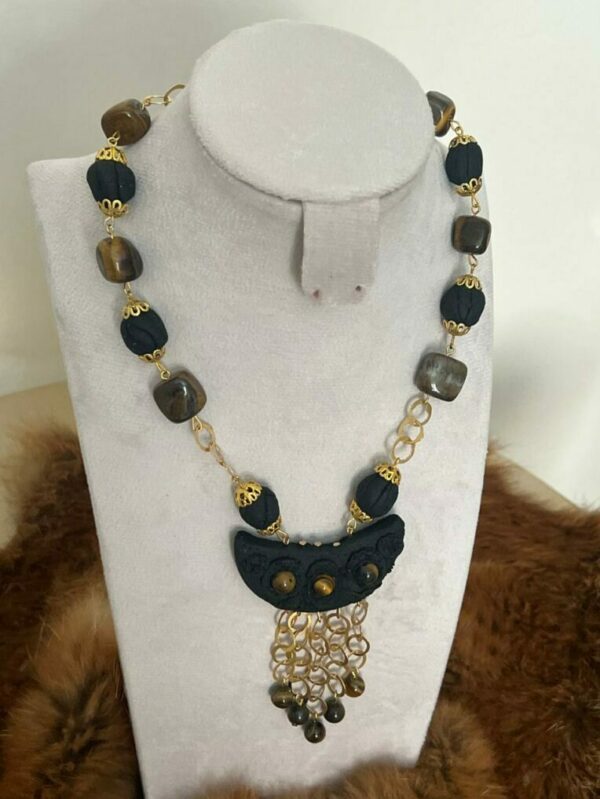 Collier Amber avec pierre œil de tigre Tunisie