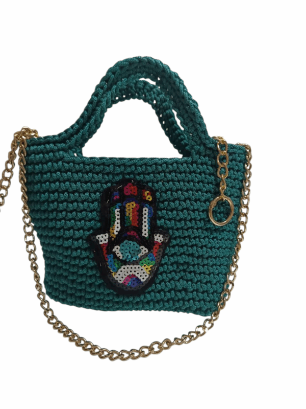 Petit sac crochet vert avec khomsa Tunisie
