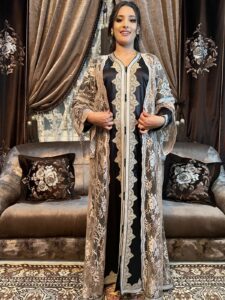 Caftan noir - Dentelle et Satin brodé Tunisie
