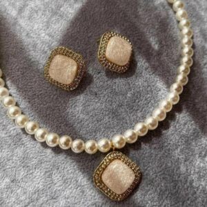 Parure élégante perles et strass en doré Tunisie