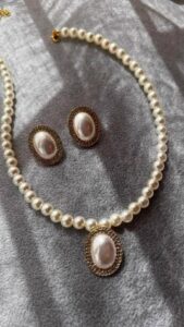 Parure élégante perles et strass en doré Tunisie