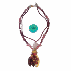Collier burgandi en cristaux et quartz rose Tunisie