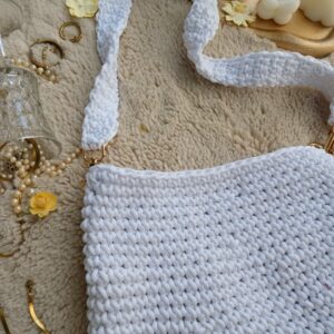 Sac blanc avec chaine en crochet Tunisie
