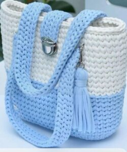 Sac crochet blanc@ bleu ciel Tunisie