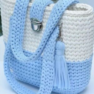 Sac crochet blanc@ bleu ciel Tunisie