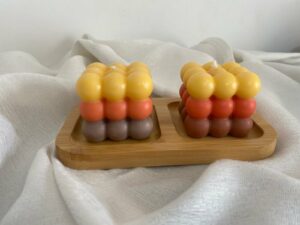 2 bougies Bubbles + support Tunisie