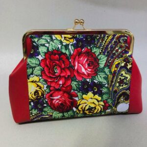 Pochette Ylene Élégance Florale Rouge – Édition Hand Made Tunisie