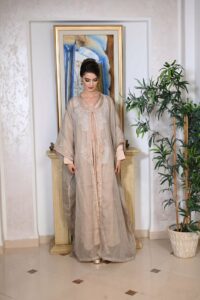 Aabaya tunssia lin beige rose Tunisie