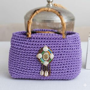 Sac violet en crochet fait main Tunisie