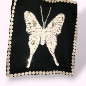 Sac Tote Bag en Tissu Noir – Grand Papillon en Sequins Scintillants & Look Chic Tunisie