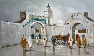 Peinture à l'huile sur toile BAB EL KHADHRA – TUNIS Tunisie