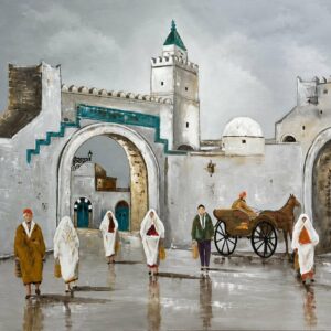 Peinture à l'huile sur toile BAB EL KHADHRA – TUNIS Tunisie