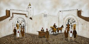 BAB EL KHADHRA Tunis Peinture à l'huile sur toile Tunisie