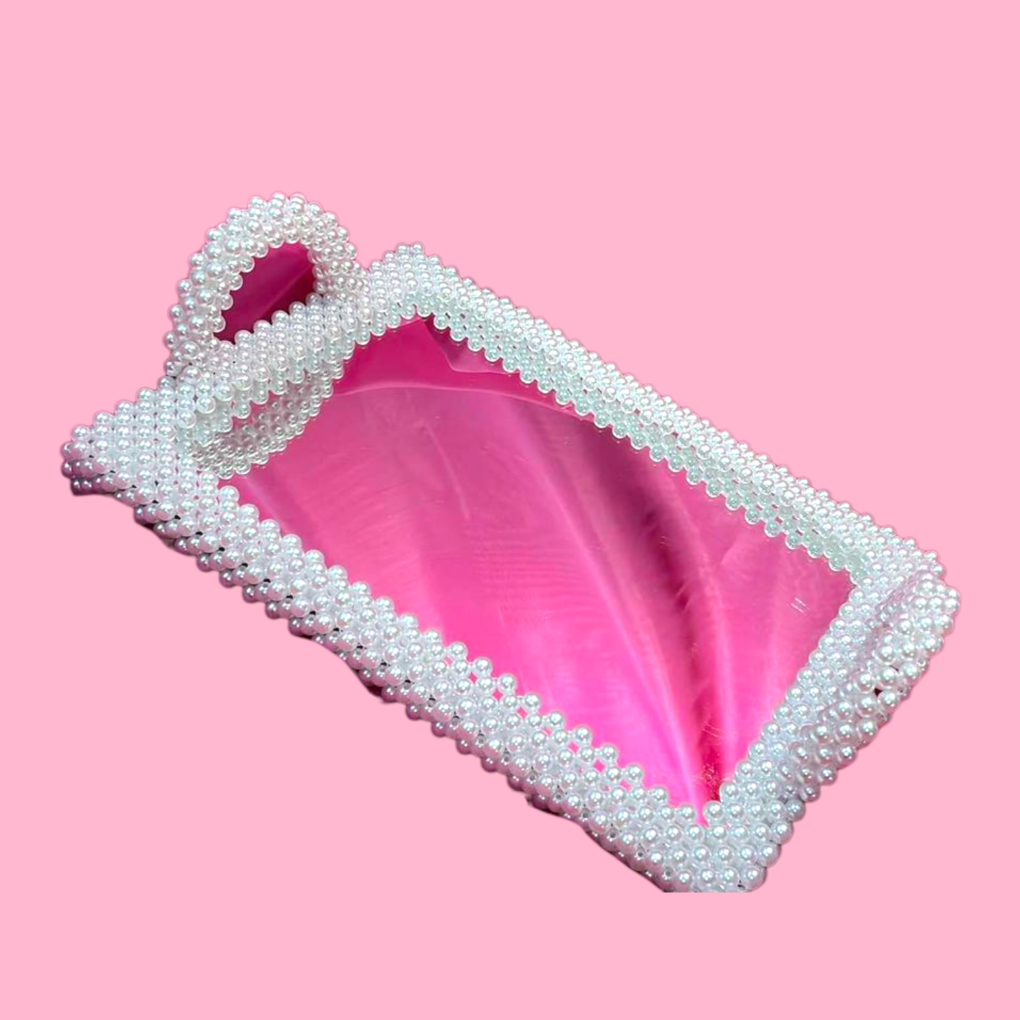 Plateau en perles et miroir