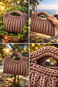 Petit sac en crochet rose poudré avec ou sans bandoulière Tunisie