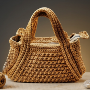 Sac à Main Carré en Crochet Doré – L'Élégance Artisanale By Louma Tunisie