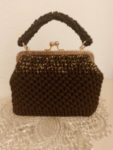 Sac à main rétro en macramé "Nuit Ambrée" Tunisie