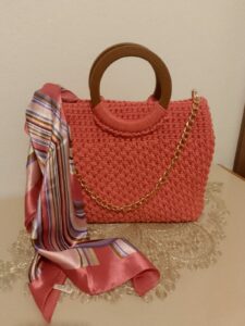 Sac cabas en fil de macramé "Rose Corail" Tunisie