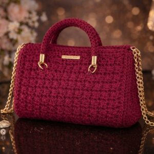 Sac rouge en macramé Tunisie