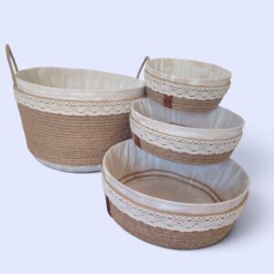 Coffret Corbeilles de Rangement Doublées – Style Romantique & Dentelle Tunisie