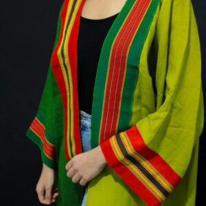 Kimono vert en hayek avec des broderies dorées. Tunisie