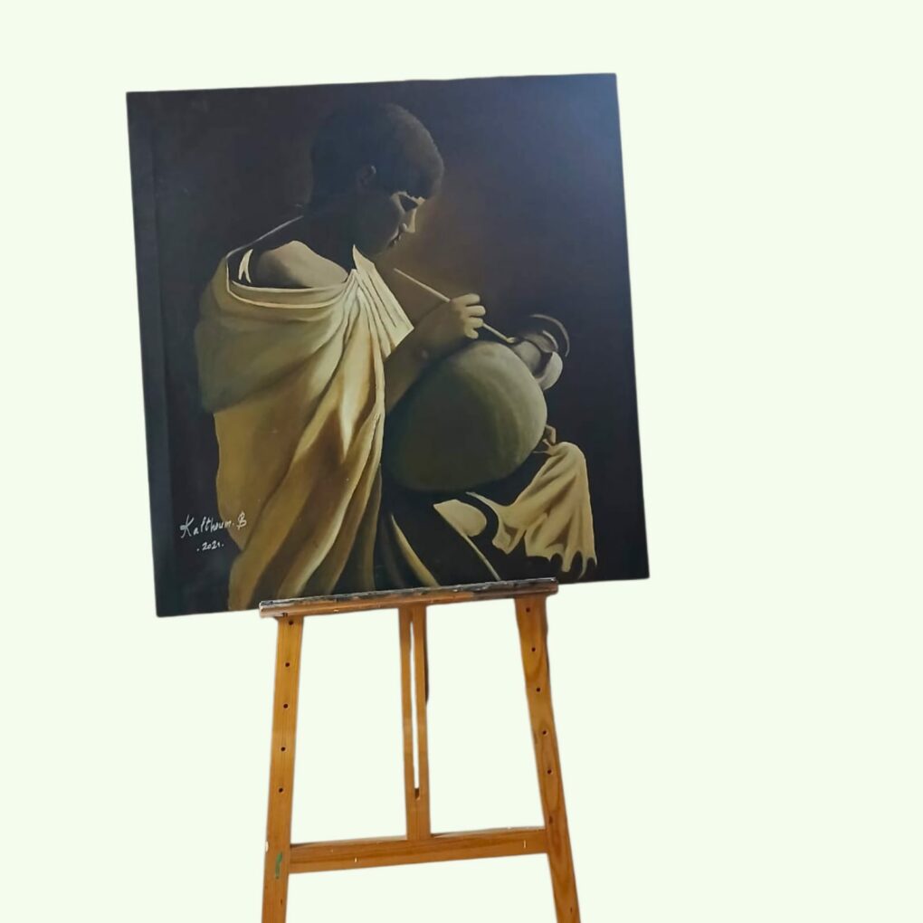 Tableau intitulé « Une empreinte dans la mémoire » – peinture à l’huile, format 100 × 90 cm