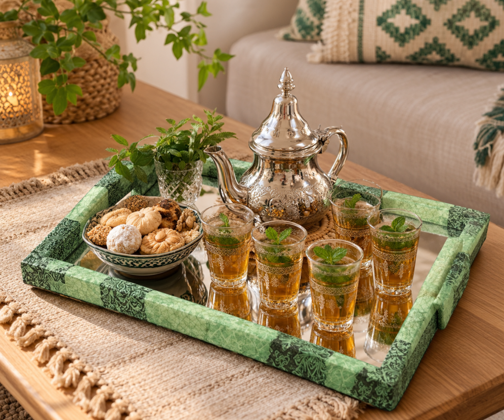 file_00000000149882109b5659bd41766fe0 Deux plateaux artisanals en bois avec miroir, au design artisanals Tunisie